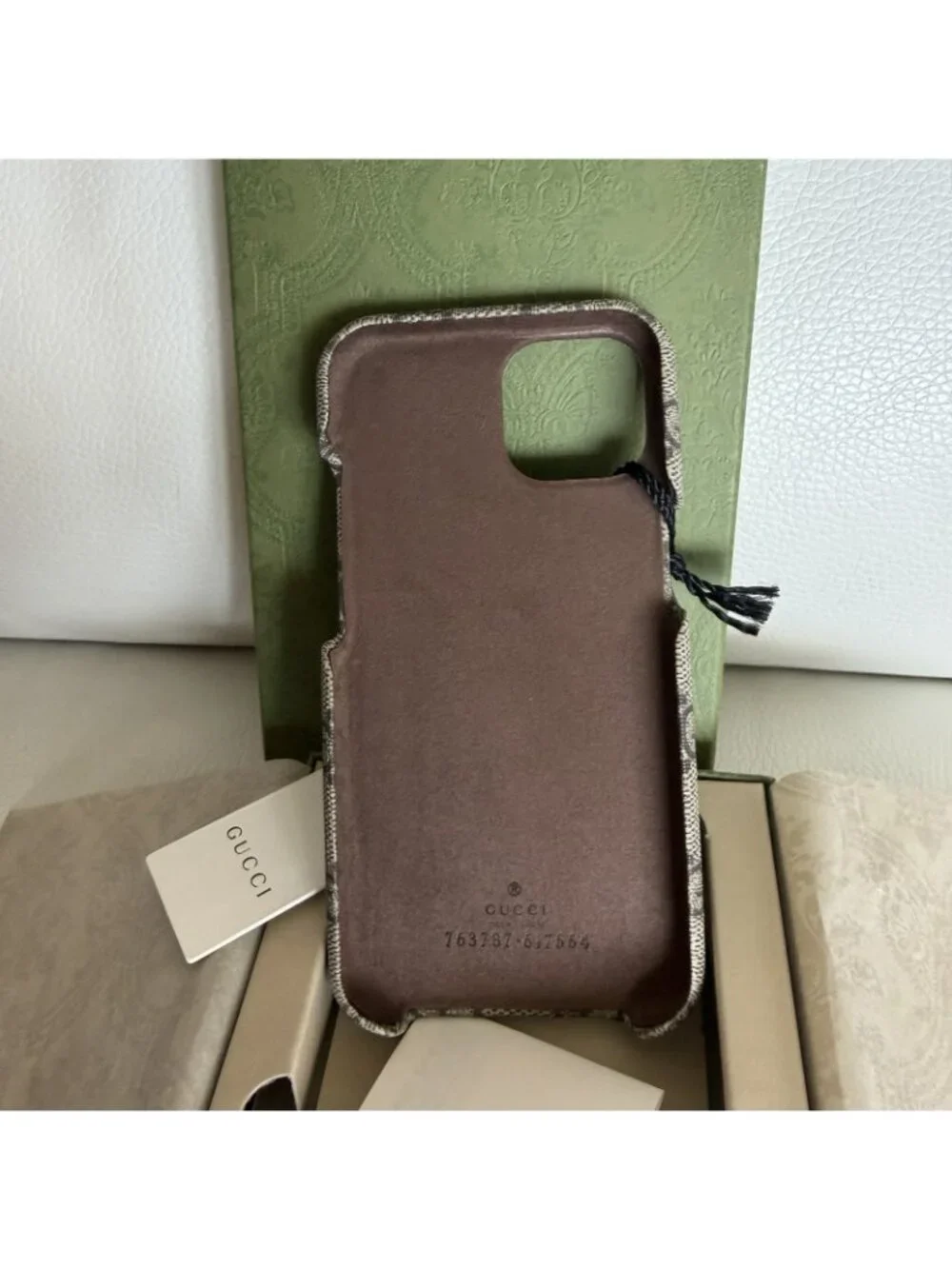 New GUCCI iPhone 15 case Ophidia Supreme Brown GG Logo W/ Box